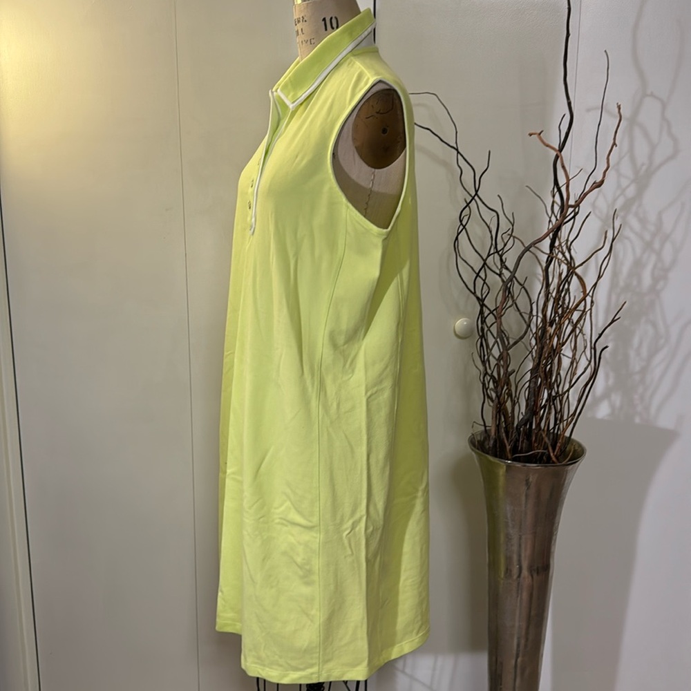 Lands’ End button up sleeveless midi, dress in lime green - Picture 3 of 6